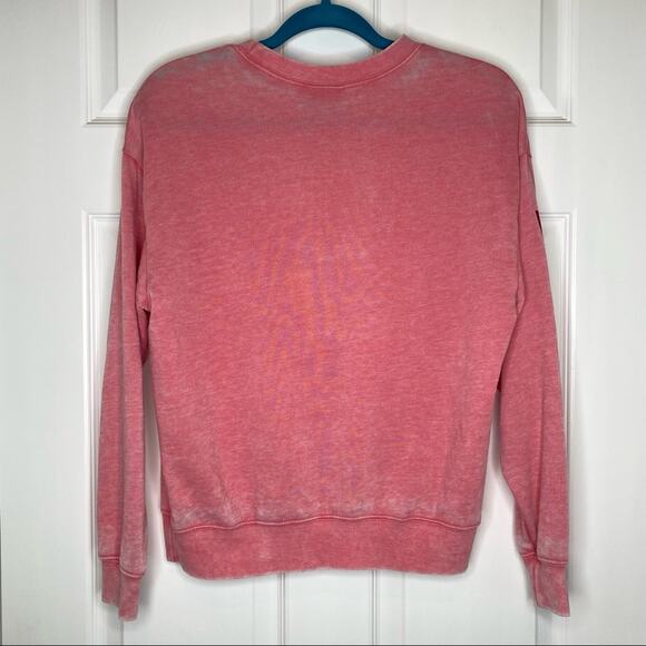 SKECHERS Womens Pink Logo Burnout Crew Neck Pullover Sweatshirt Size XS - Picture 3 of 5